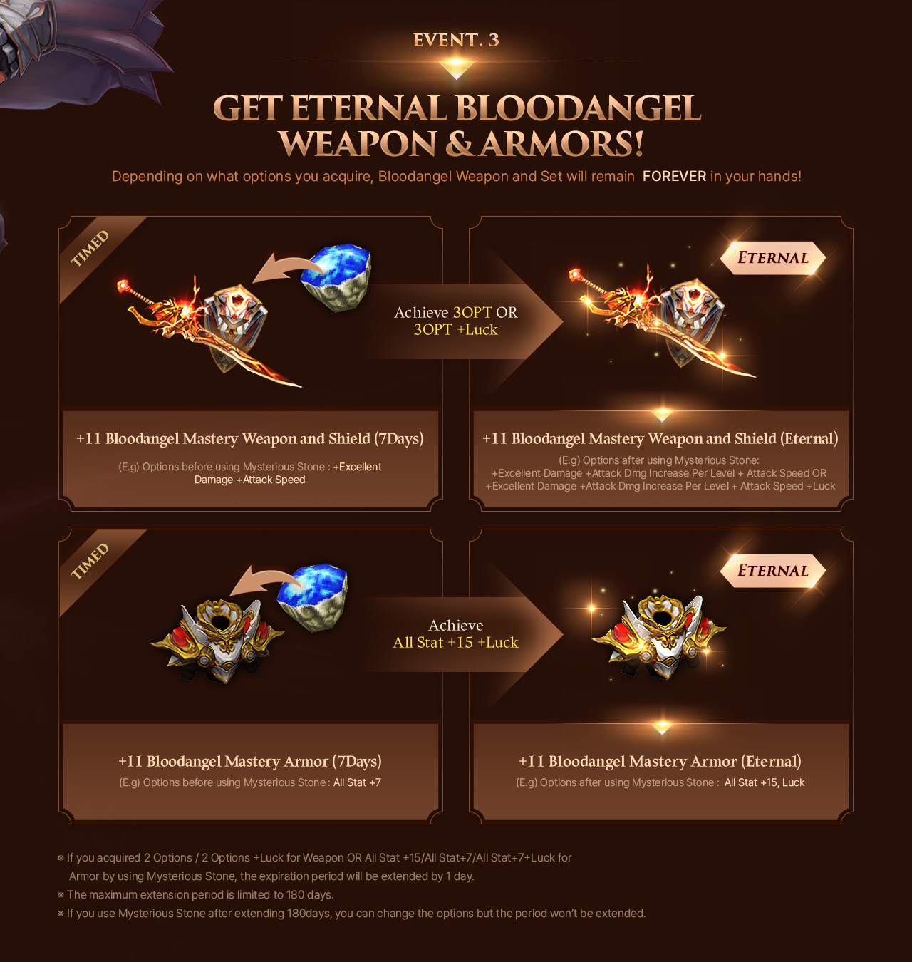 EVENT3 Get Eternal Bloodangel	Weapon & Armors!